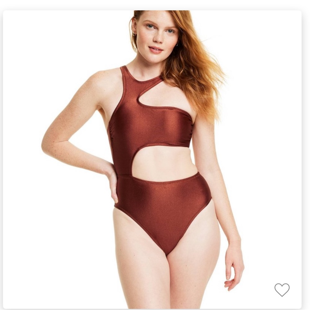 NWT FE NOEL X TARGET ASYMMETRICAL CUT OUT METALLIC BATHING SUIT! SIZE S!